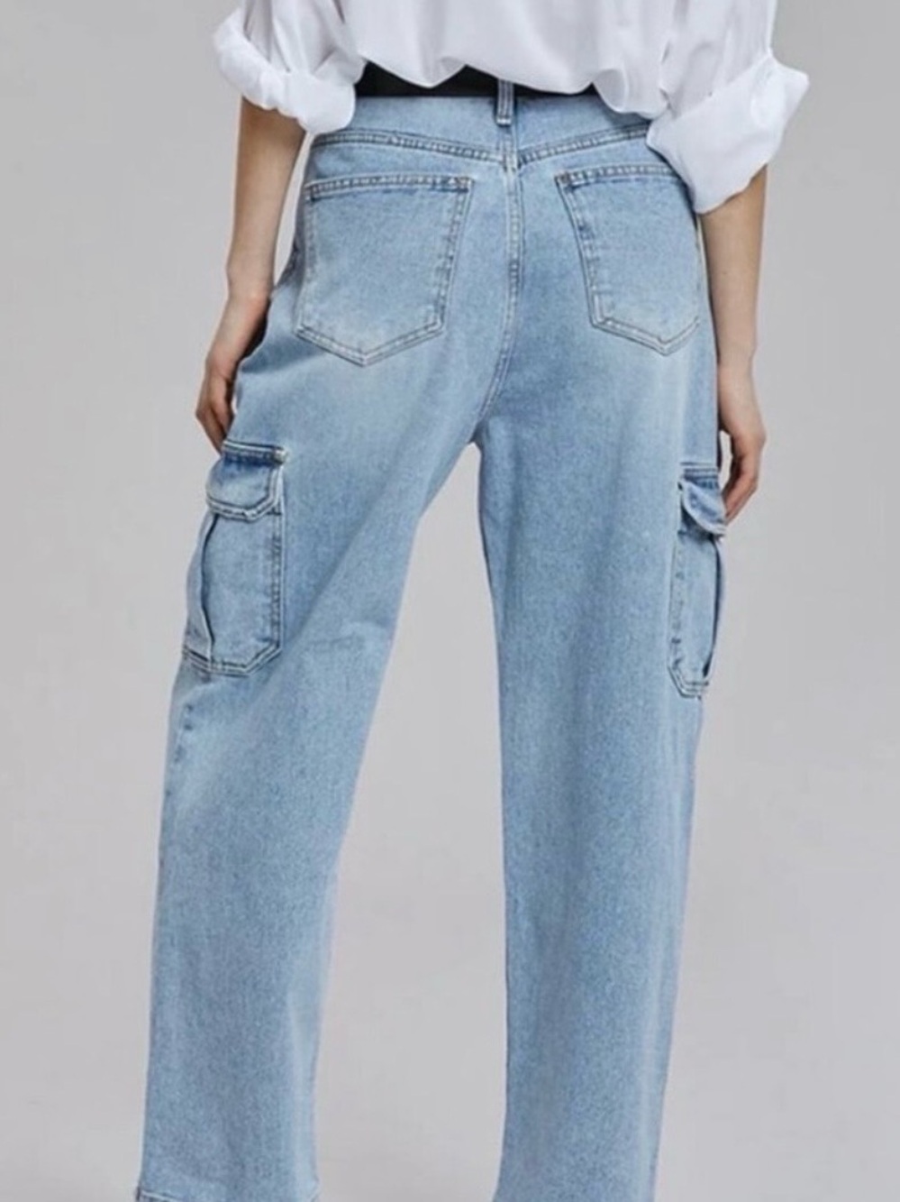 The Frankie Kai Shop Light Blue Cargo Boyfriend Jeans